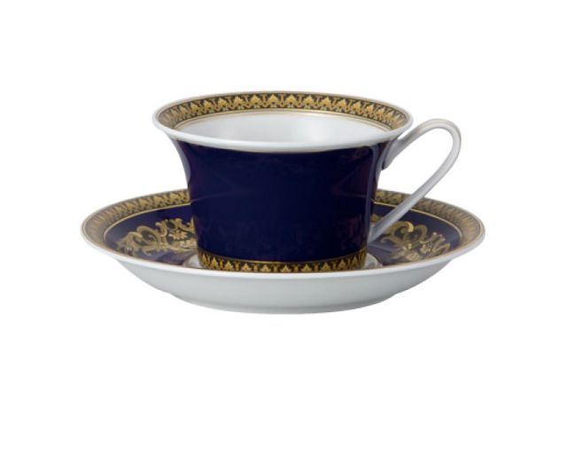 Tea cup medusa blue porcelain with saucer