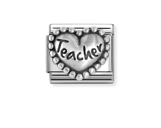 Cuore teacher composable acciaio e argento