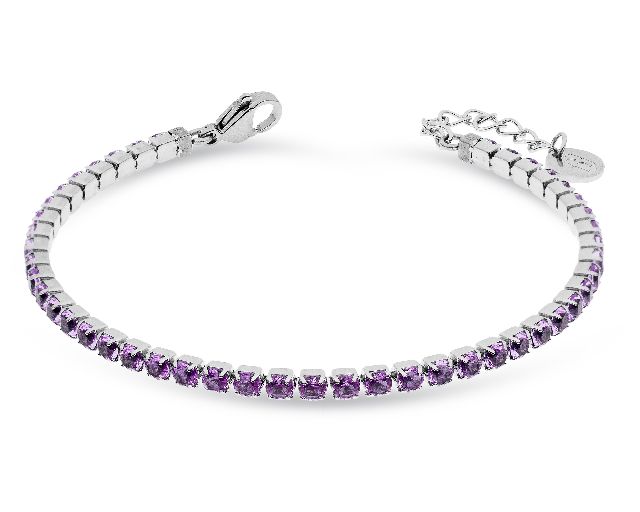 Bracciale tennis acciaio e zirconi lilla