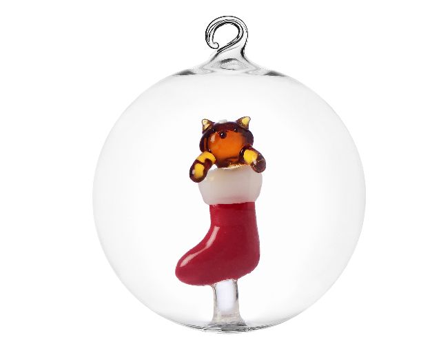 Christmas ball amber cat tabby cat