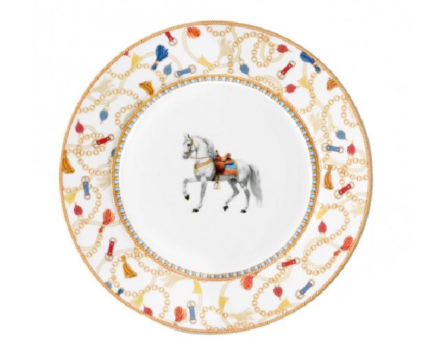 Piatto dessert cheval porcellana bianco