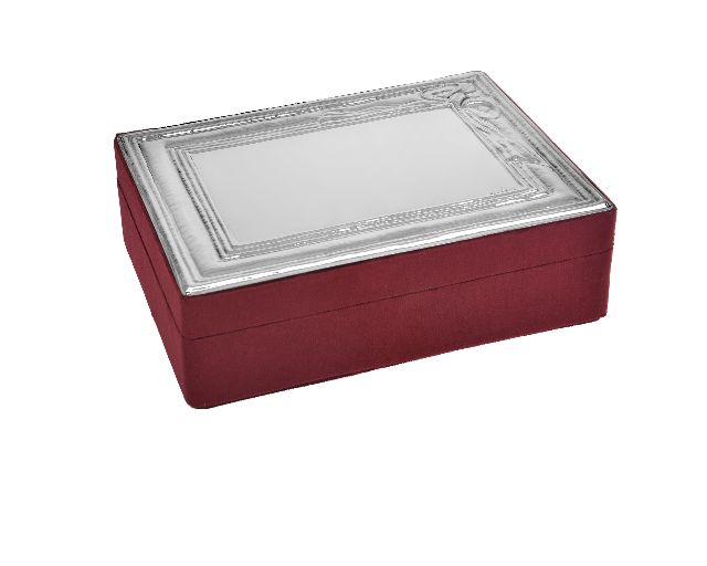 Scatola portagioie argento e velluto bordeaux