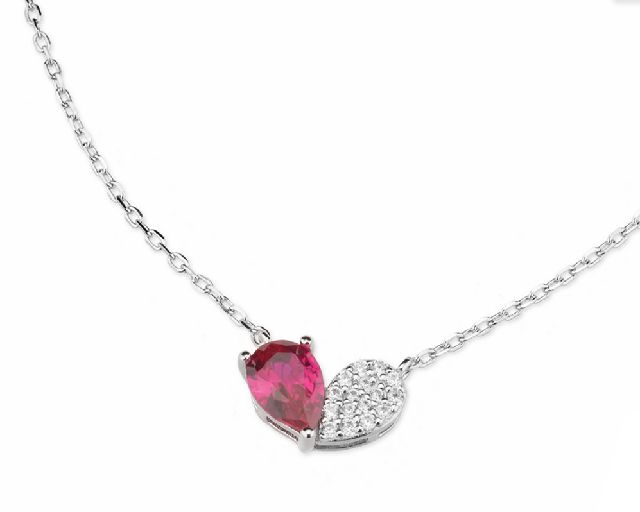 Collana argento con cubic zirconia e zircone rubino