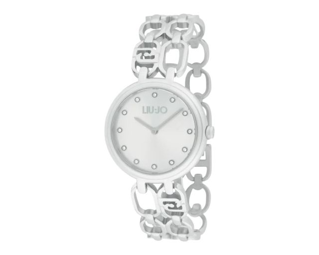 Orologio donna identity glare acciaio con quadrante bianco e cinturino acciaio con cristalli