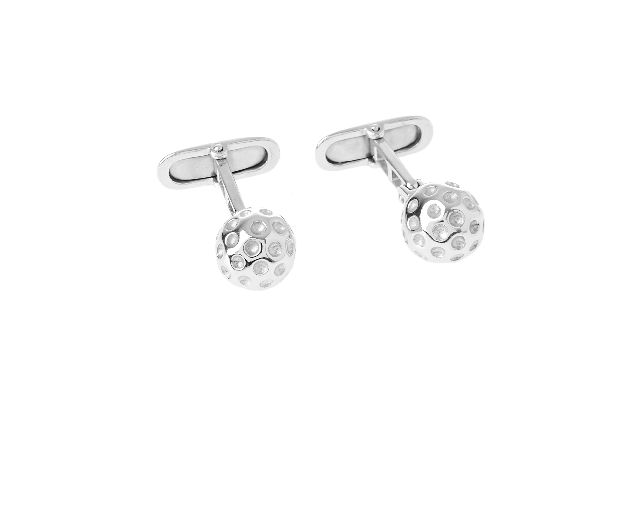 Cufflinks silver platinum-plated golf ball