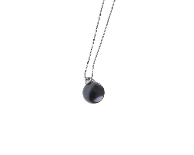 Collana Perla Nera Oro 750 Con Diamante Selezione Zanolli