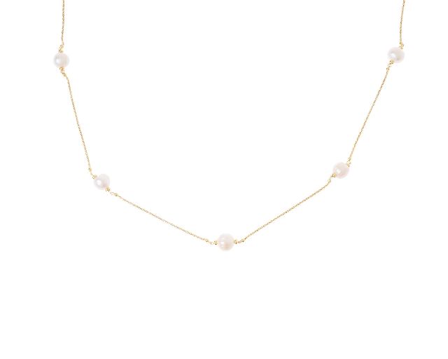 Collana argento dorato con perle