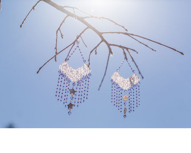 Orecchini Argento Pizzo Con Cristalli Blu Stelle Con Zirconi Blu Selezione Zanolli 162121 726orx027