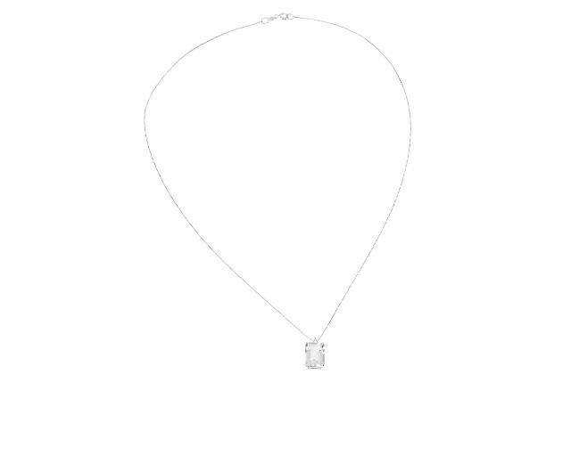 Collana Oro 750 Con Acquamarina Ottagonale E Diamanti Selezione Zanolli