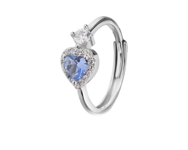 Ring silver with aquamarine zircon