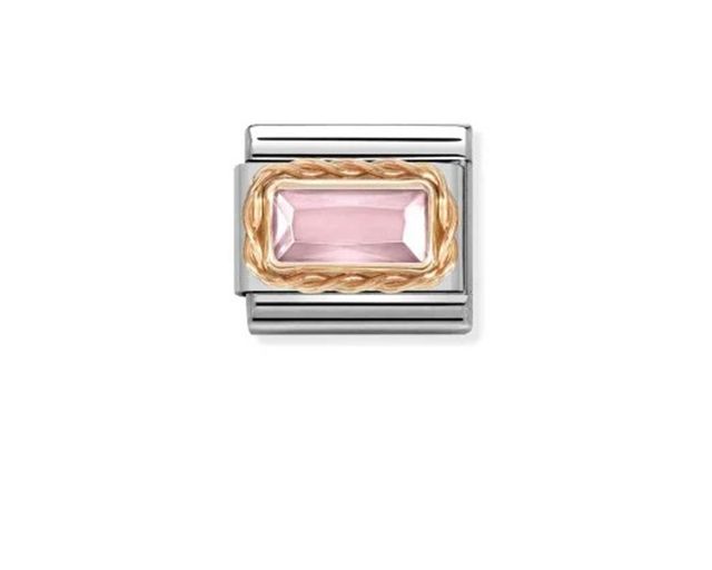 Pietra rosa composable acciaio e oro rosa