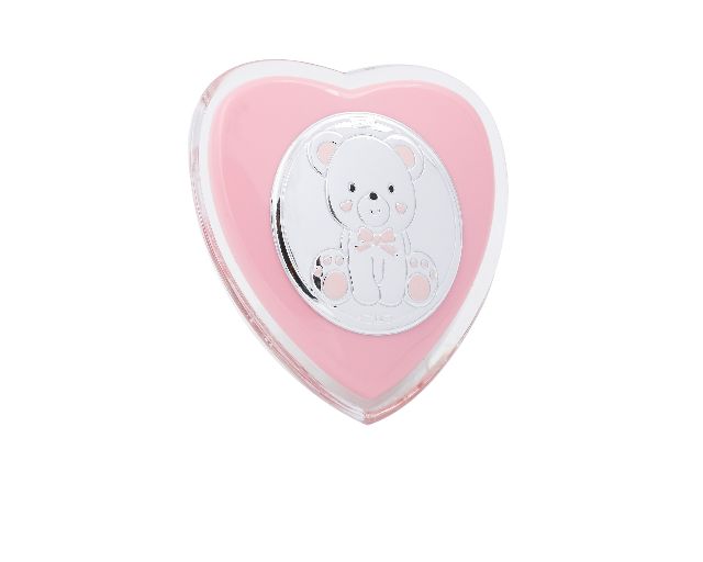 Night Lamp Teddy Bear Pvd Silver Heart Pink Selezione Zanolli 176551 875pu8607r