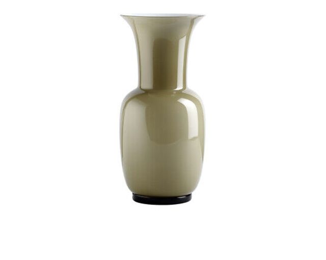 Vase opalino murano glass taupe and milk white