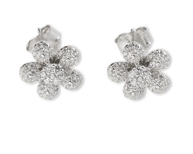 Earrings silver with white zircons