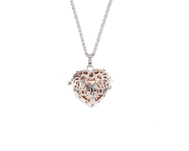 Collana chiama angeli harmony ottone rodiato e oro rosè cuore traforato