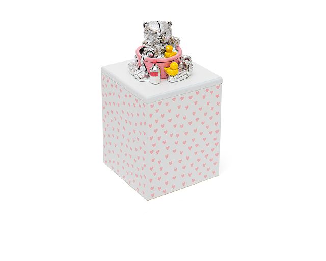 Music box forever friends pink teddy bear with cotton balls
