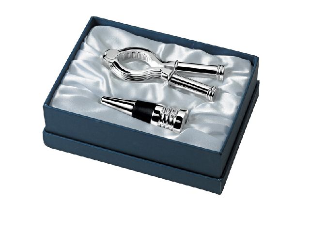 Set tappo e cavatappi silver plated
