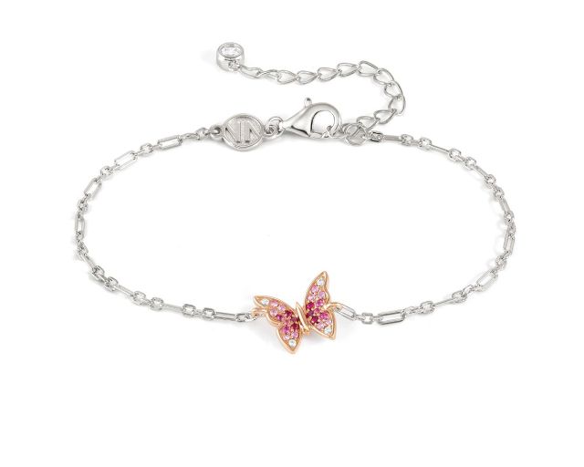 Bracciale crysalis argento dorato con farfalla di zirconi rosa