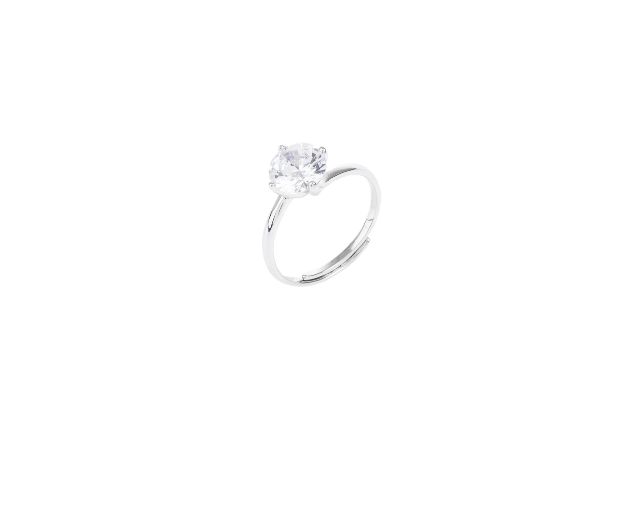 Anello solitario argento e zircone bianco