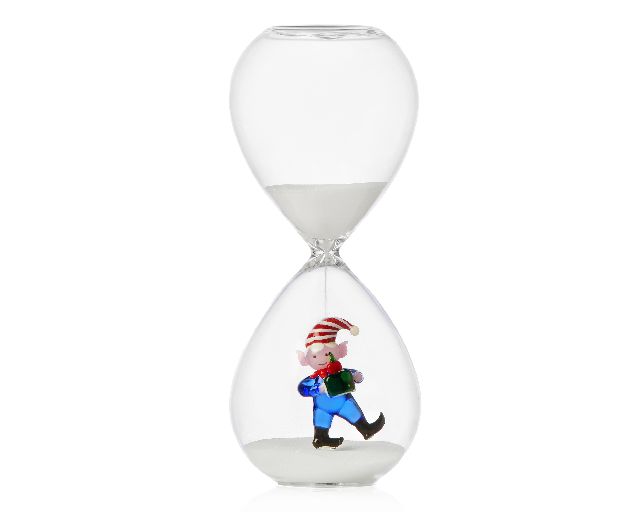 Idea regalo natale clessidra elfo blu con regalo christmas tales