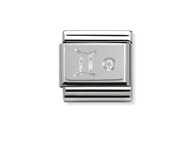Gemelli composable acciaio argento 925 e zirconi