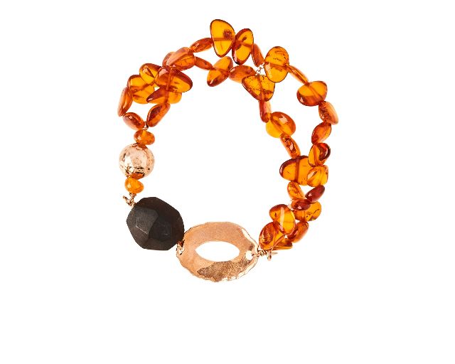 Bracciale argento con ambra e ebano