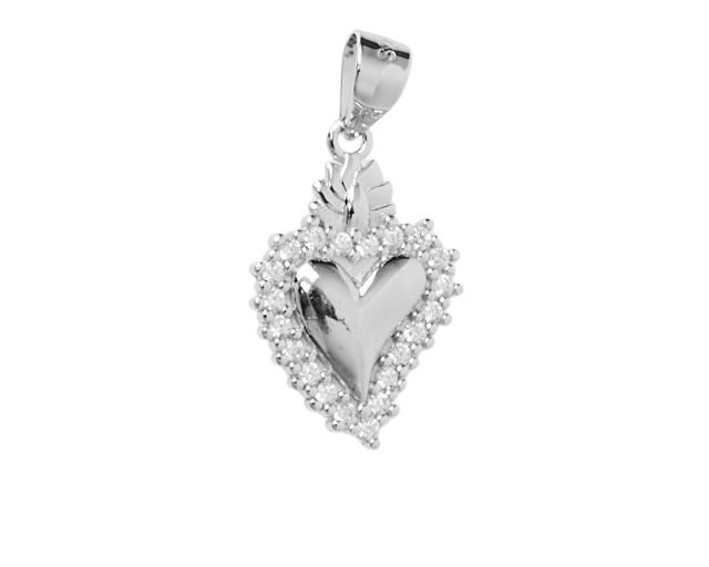 Pendant heart silver with zircons