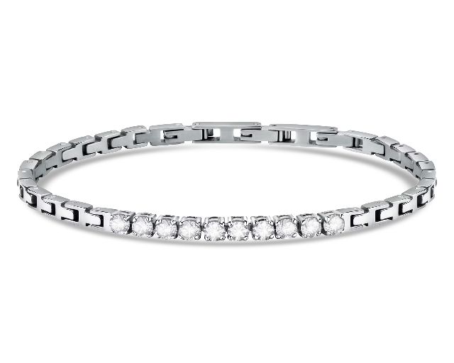 Bracciale uomo acciaio con zirconi