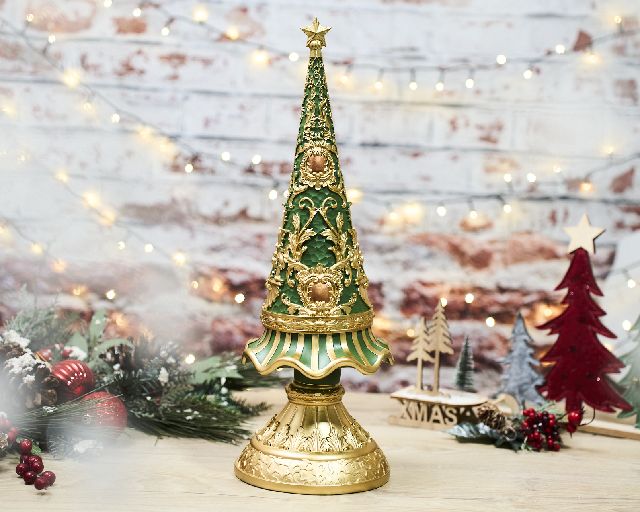 Idea regalo natale albero di natale stilizzato in resina verde