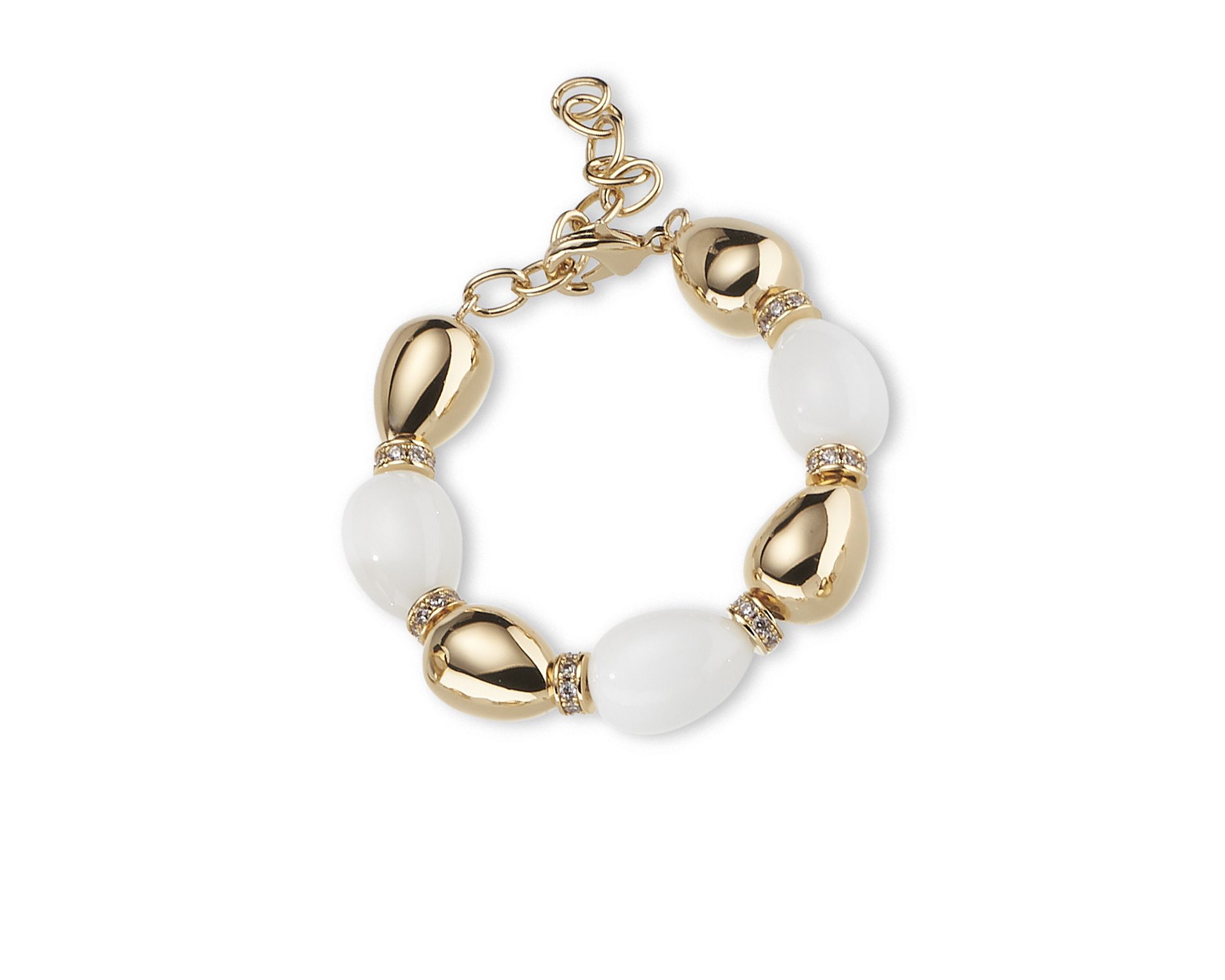 Bracelet Brass In Gold Plated Brass White Agate And Zircons Sovrani 187558 814j10860