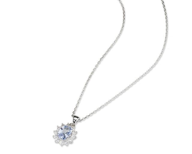 Collana argento con cubic zirconia e zircone acquamarina