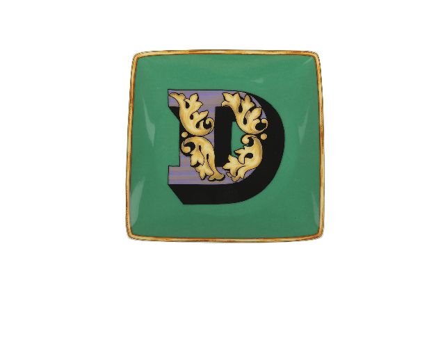 Piattino alphabet porcellana lettera d