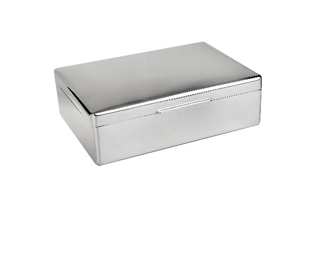 Scatola argento lucida con interno in legno