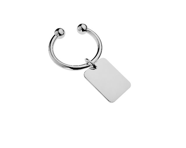 Keychain silver ball and rectangular plate