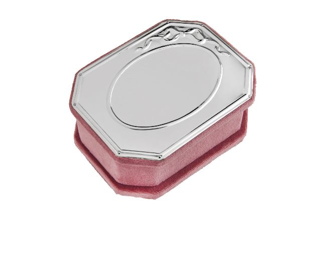 Scatola portagioie argento e velluto rosa