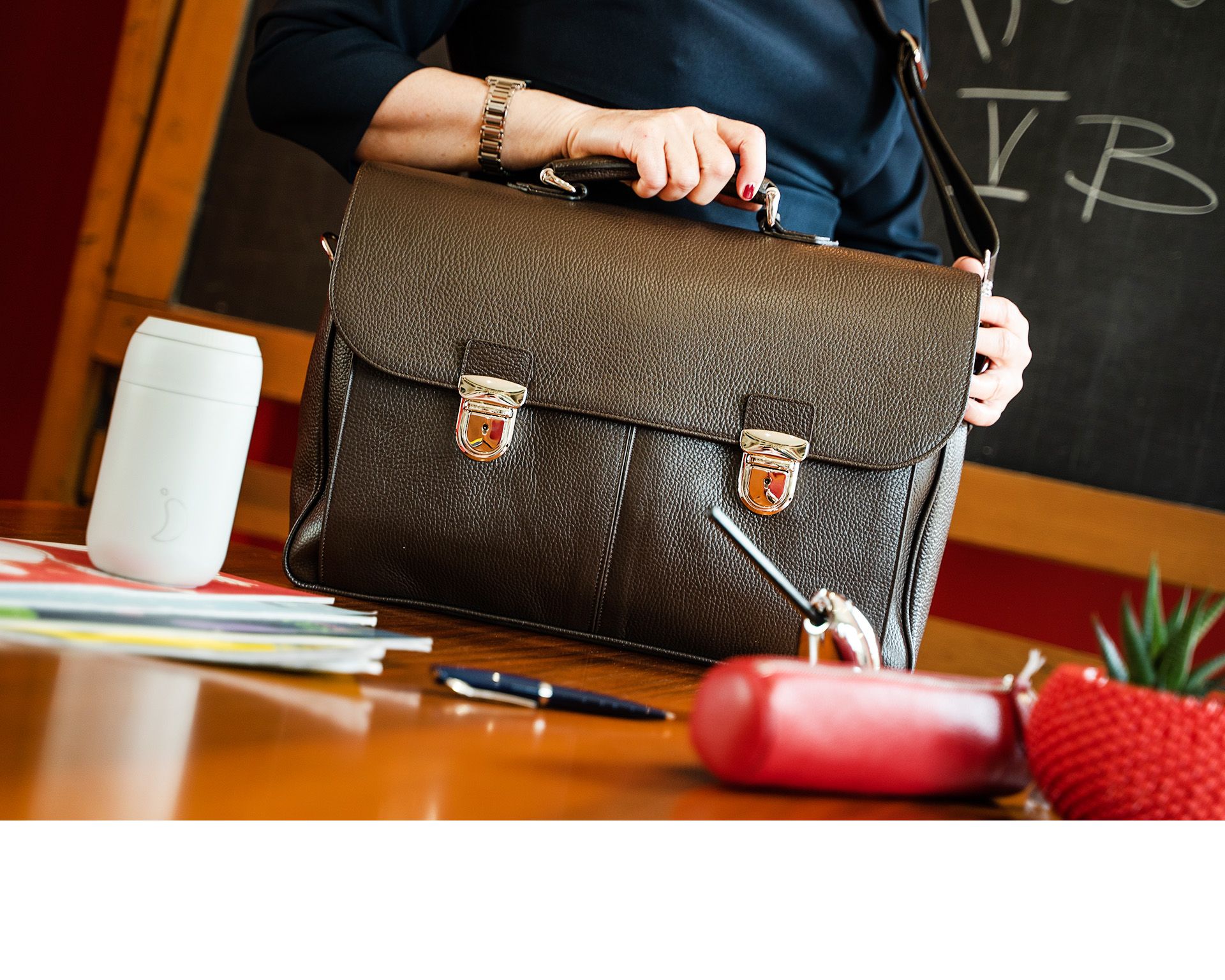 Briefcase Job Leather Brown With Two Pockets Selezione Zanolli 171680 9381002brw