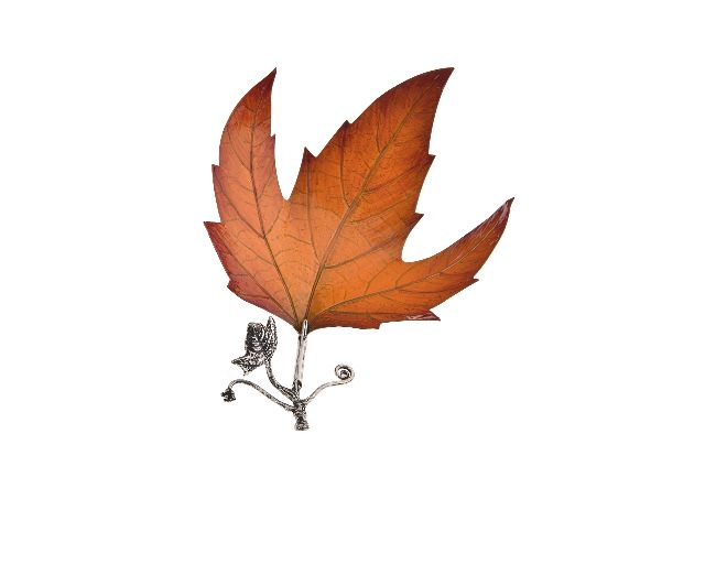 Valet tray maple leaf silver orange