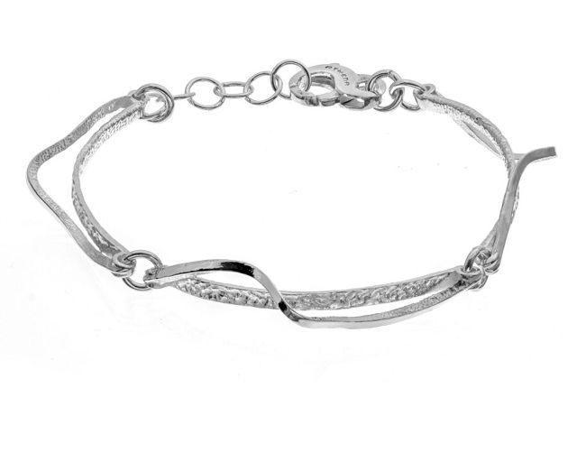 Bracciale dyane argento sagomato liscio e martellato