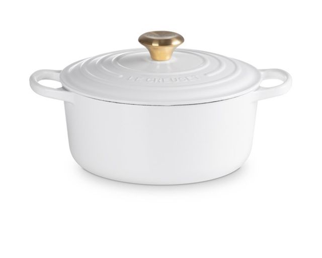Round cocotte evolution cast iron white
