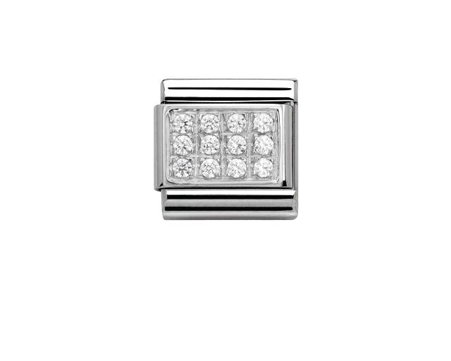 White composable steel silver and cubic zirconia pavè