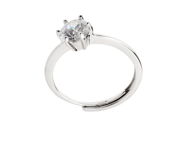 Ring silver with zircons