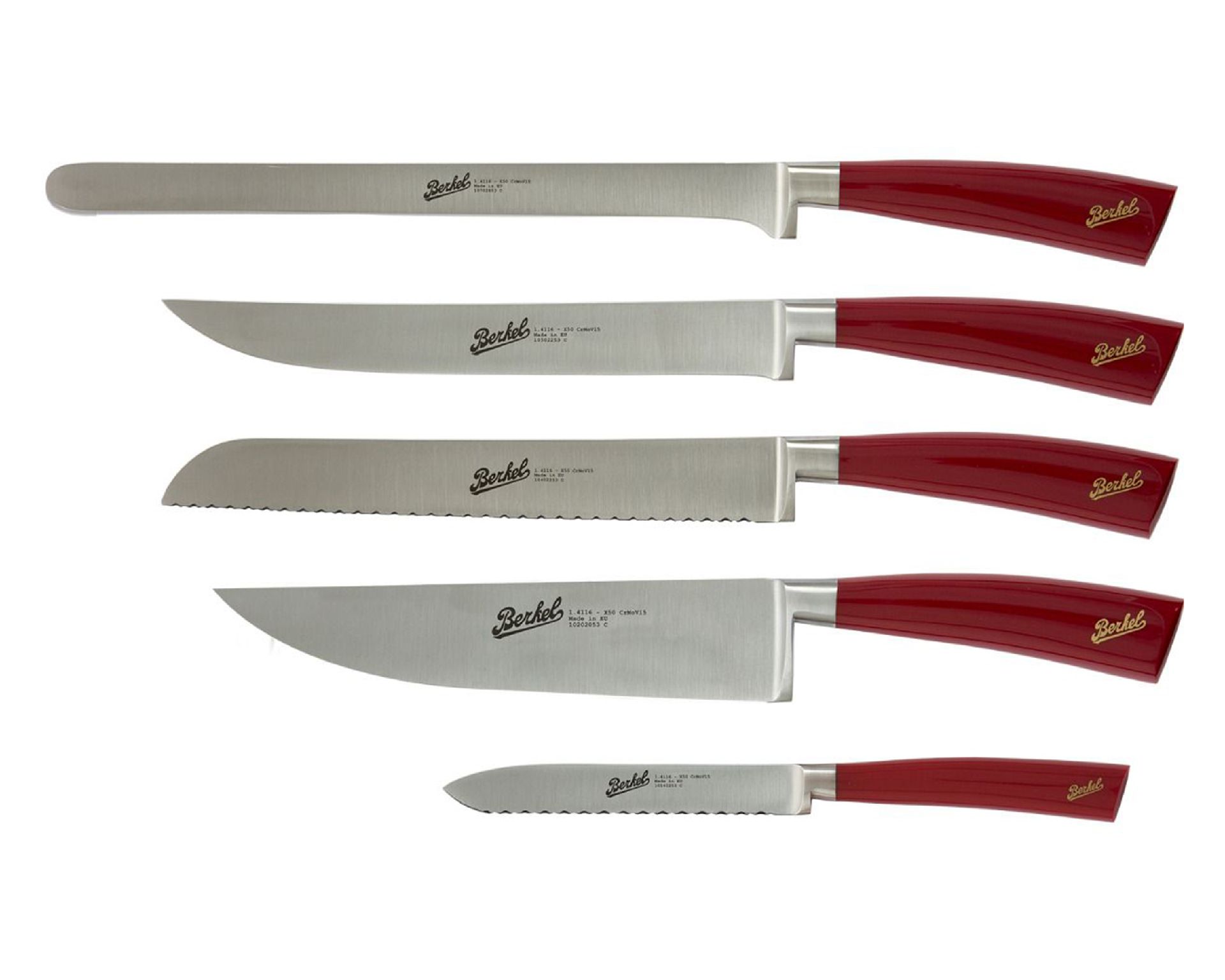 Set Chef 5 Pezzi Elegance Acciaio Con Manico Rosso Berkel 189932 8405cn00srrbl