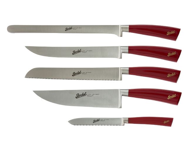 Set chef 5 pezzi elegance acciaio con manico rosso