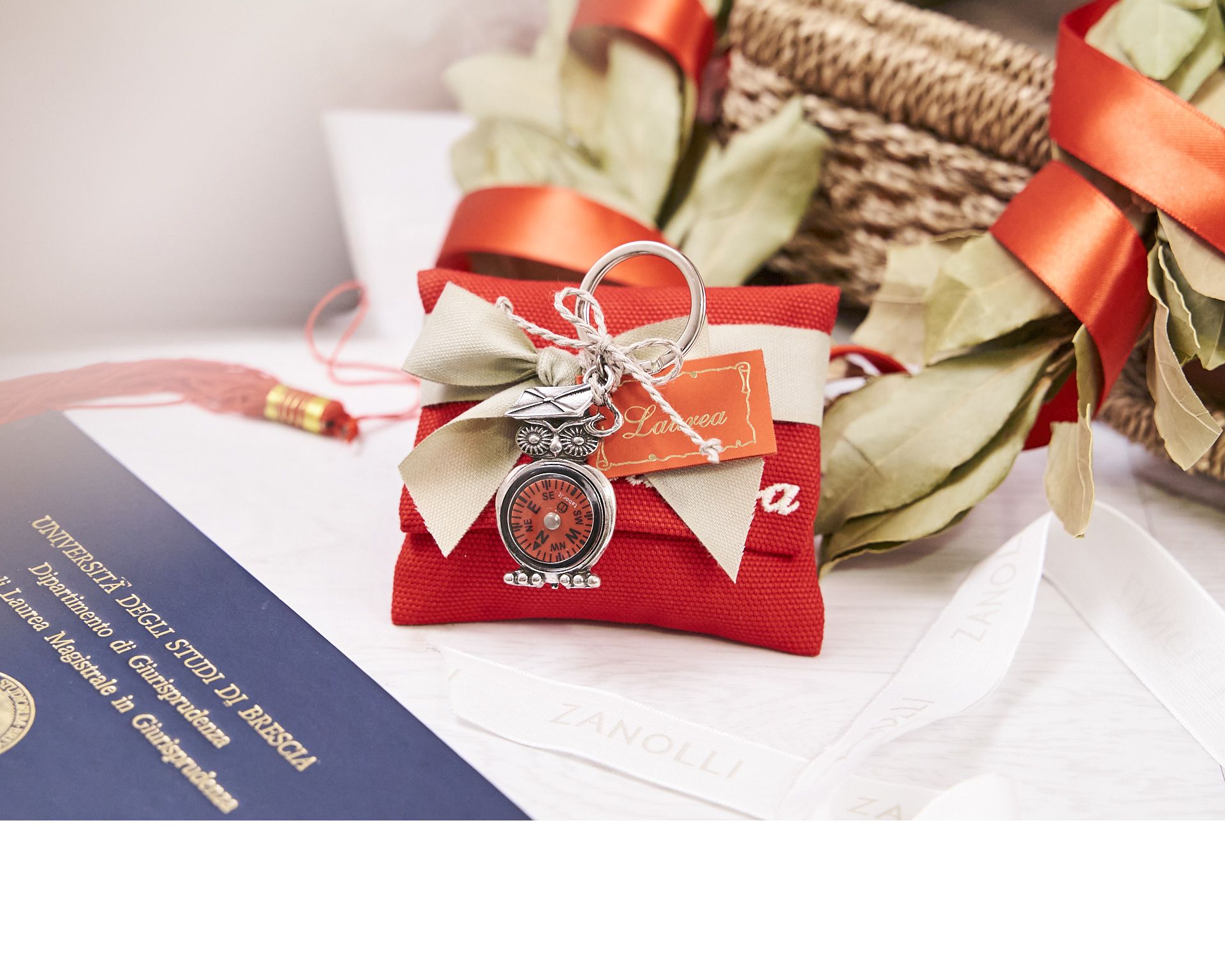 Keychain Owl With Compass And Sugared Almonds Selezione Zanolli 170219 912mz22062hx