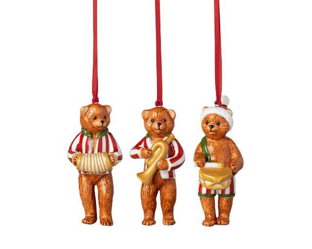 Idea regalo natale addobbi di natale nostalgic ornaments porcellana teddy 3 pezzi