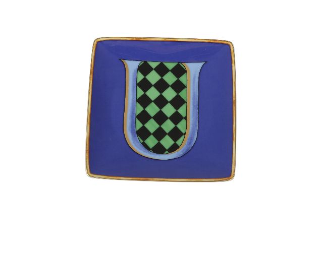 Piattino alphabet porcellana lettera u