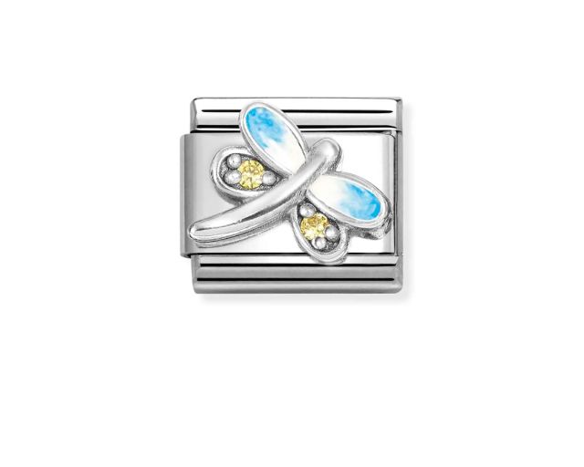 Dragongfly composable steel silver and zircons
