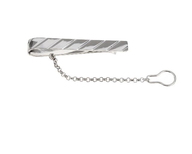 Tie clip silver stripes