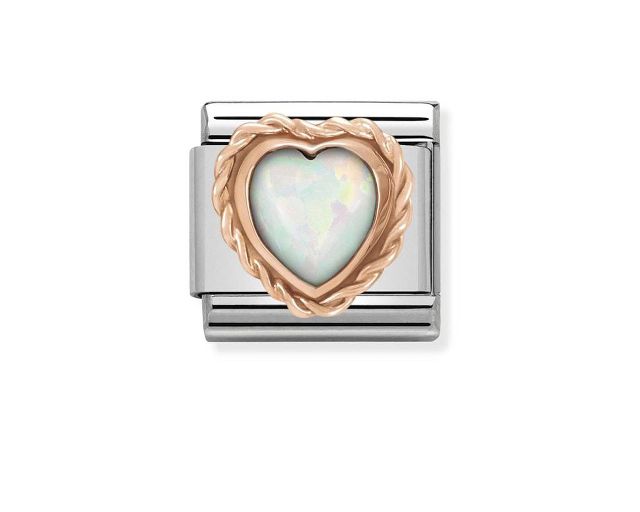 White opal heart composable steel and rosè gold