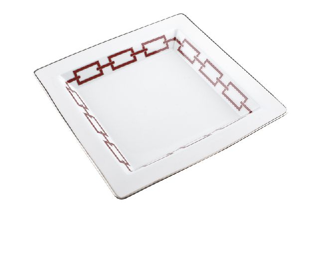 Valet tray catene scarlatto porcelain square